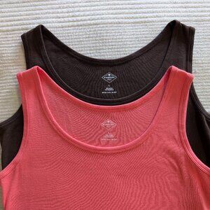 St. John's Bay Cotton Tanks (2) Brown & Coral